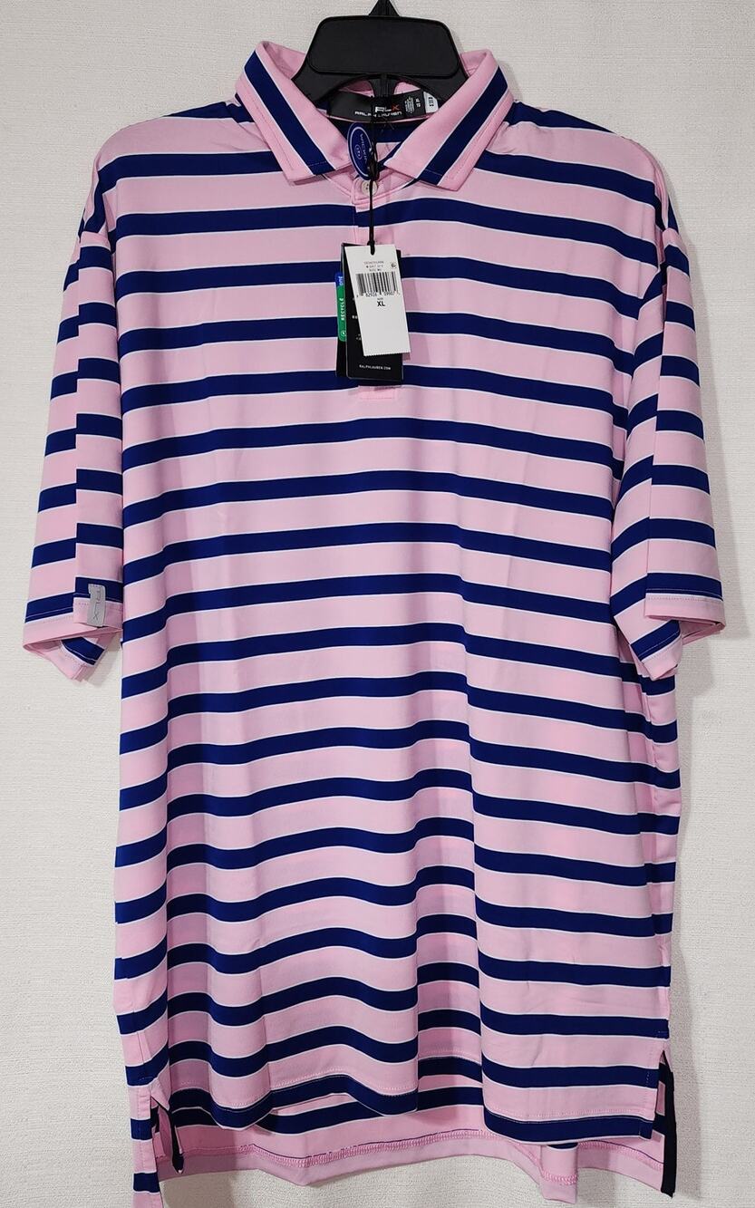 RLX Ralph Lauren Polo Men's XL Pink/Blue stripe NWT